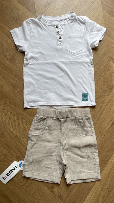 NOWE Spodenki muślinowe Evie 104 krótkie + bluzeczka