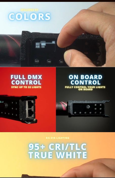 Bastão de Led tubular Luxceo P120S 113cm RGB 30W APP DMX SELADO