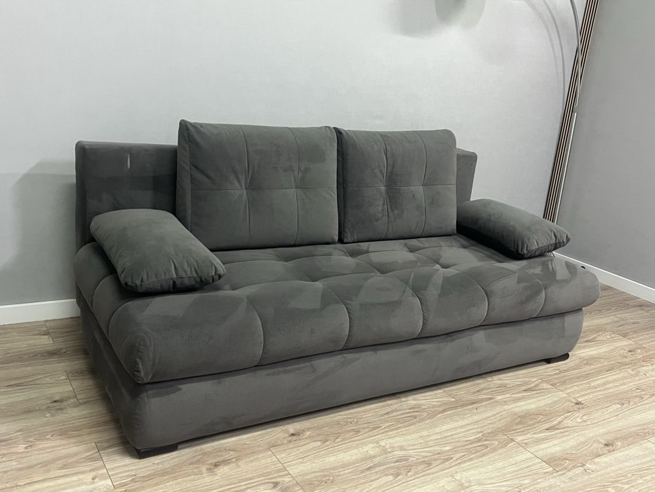 Kanapa szara BRW pikowana sofa łóżko poduszki rozkładana DOSTAWA !!!