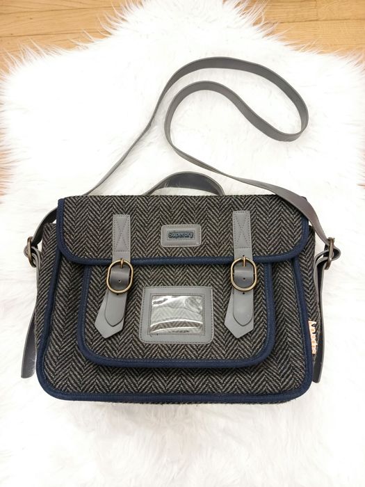 Torebka/plecak, Superdry, szary, granatowy, 17% wełna