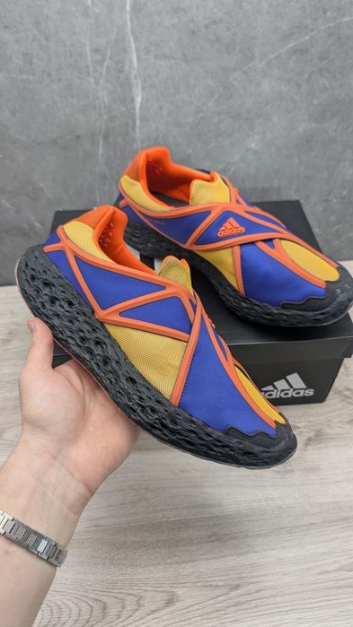 Adidas Zponge Flux wsuwane niebieskie pomarańczowe slip-on techwear 44 2/3
