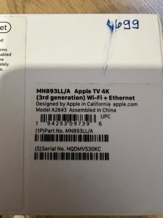 Apple TV 4K 3Gen A2843 128Gb MDM