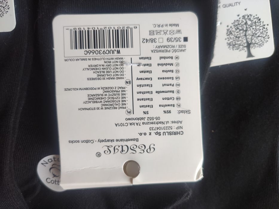 5x Par Skarpetki damskie Czarne 38-42 bawełna