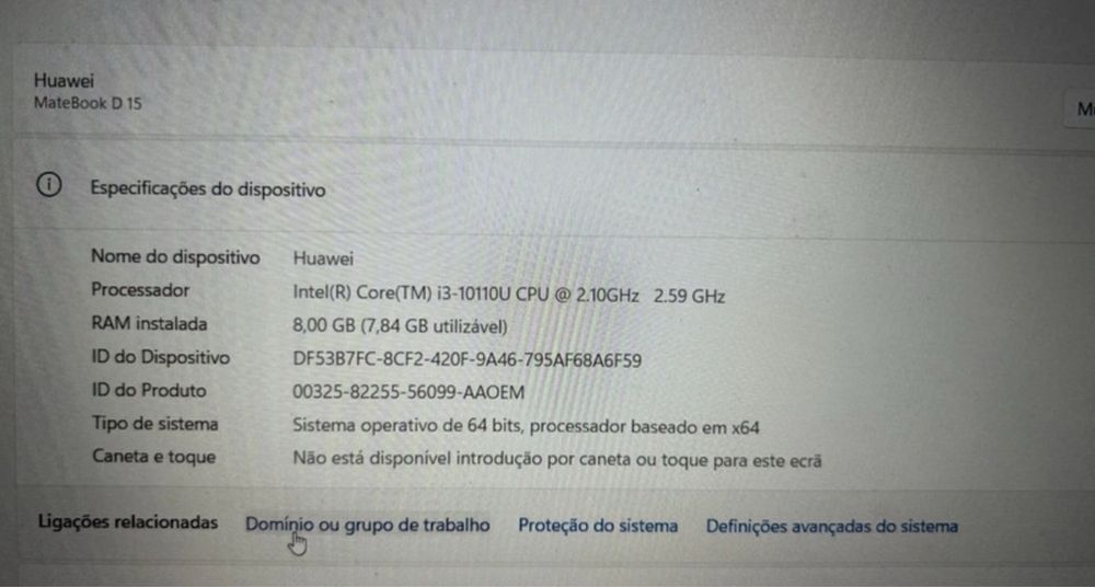 Huawei MateBook D15 – Bom Estado