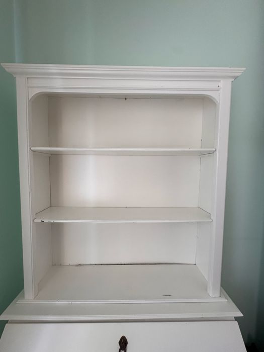 Secretária / Móvel Bureau Lacado em Branco com Estante