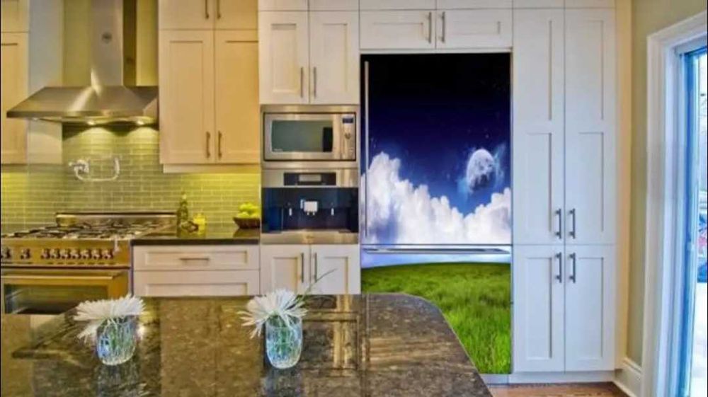 Decor Naklejka na lodówkę PCV 185x70 160x70 125x70 kwiaty folia lamin