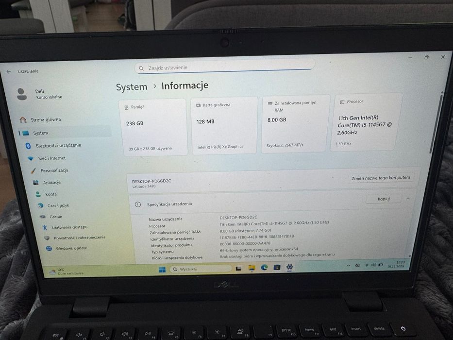 Dell 3420 windows 11 i5 11gen 8gb ram ssd 256gb