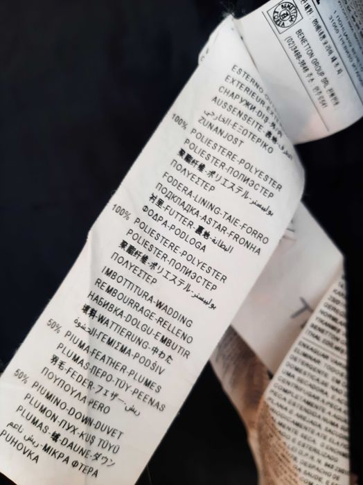 Benetton puchowy płaszcz zimowy pepitka 10-11 lat