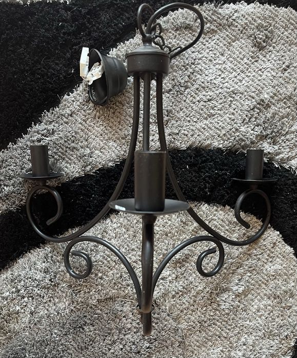 Candeeiro de Teto 3 Braços Preto Rústico