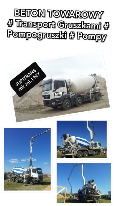 Beton towarowy, Beton suchy, Betoniarnia, Wywrotki, Gruszki-Pompa* Poznań