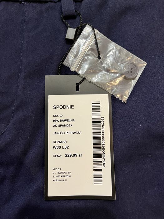 Spodnie Chinosy Wólczanka 30/32 granat