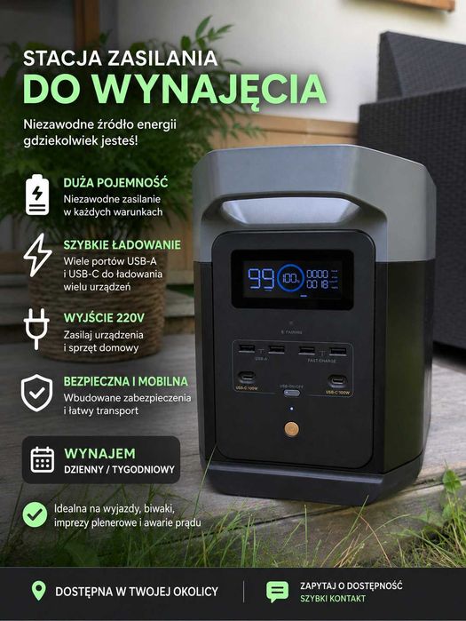 EcoFlow Delta 2, Delta 3 Plus i River 2 Max – stacja zasilania na wynajem, powerbank, awaryjne zasilanie