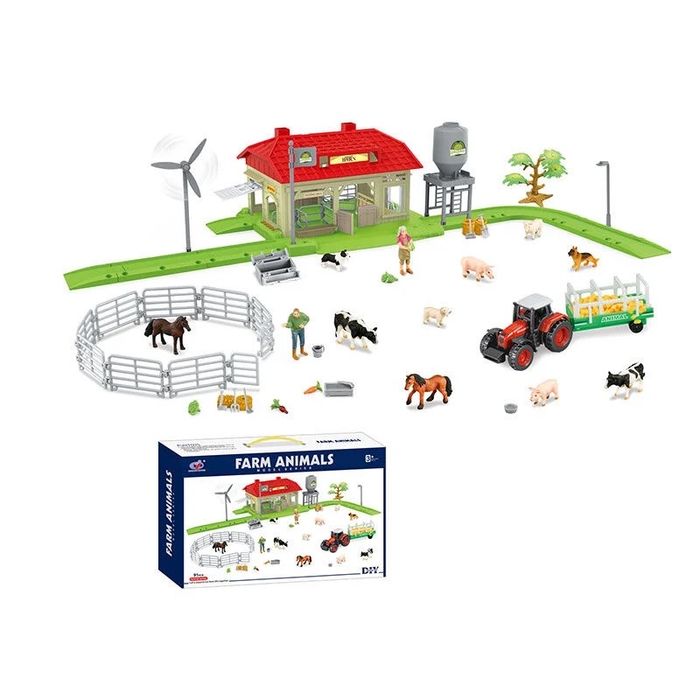 Ферма, 91 елемент (фігурки тварин та людей, трактор, хлів, огорожа)