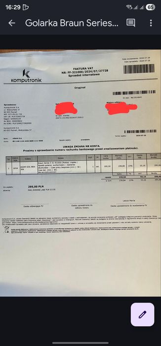 Maszynka do golenia Braun Series 5 ,gwarancja, model 51-B1000s