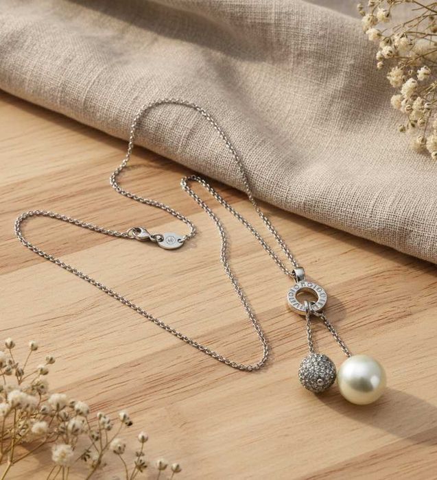 Elegancki naszyjnik z perłą Shell Pearls i cyrkoniami Giorgio Martello