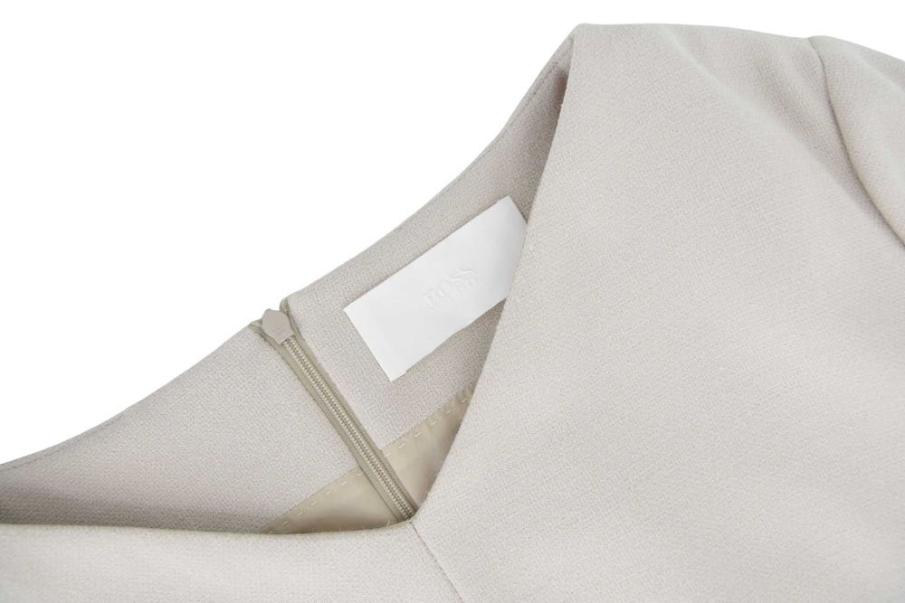 HUGO BOSS sukienka ecru ołówkowa elegancka dzianina midi 42