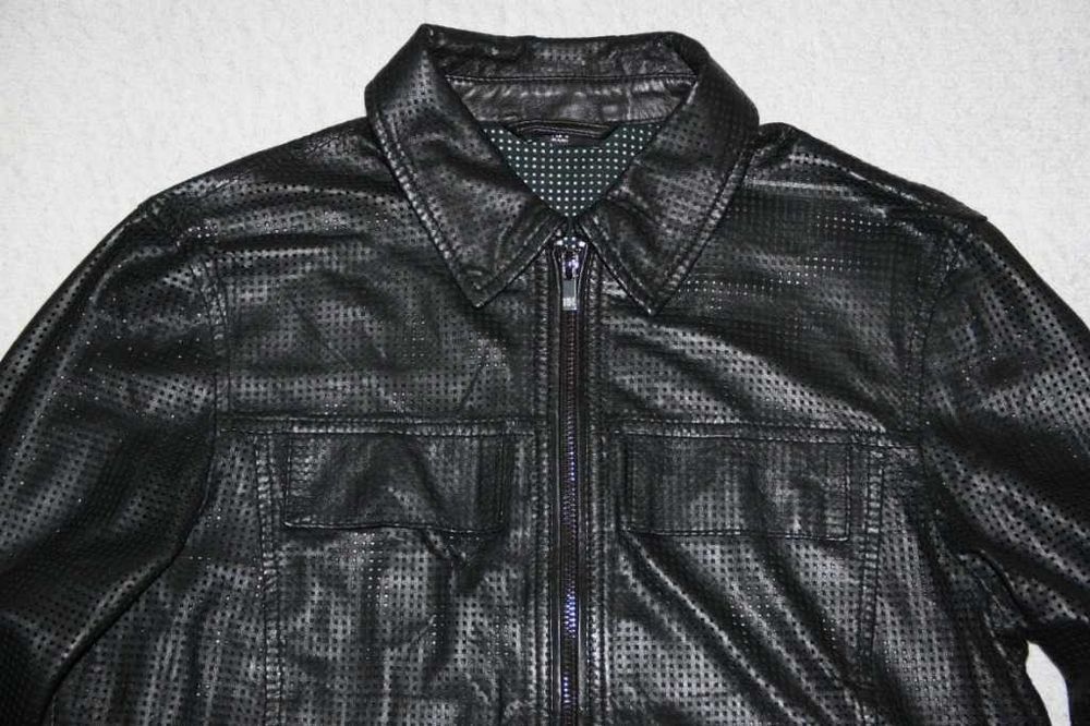 Riani Perforated Leather Short Zip Jacket Kurtka Skórzana Damska