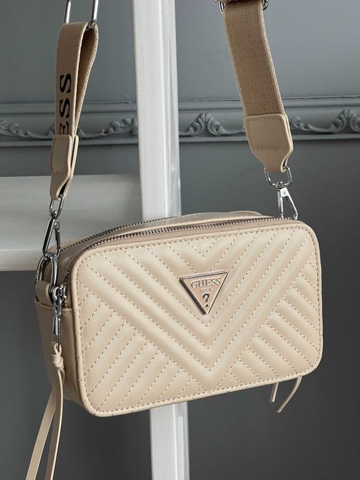 Сумка женская Guess кросс боди Гесс через плечо черная , бежевая белая