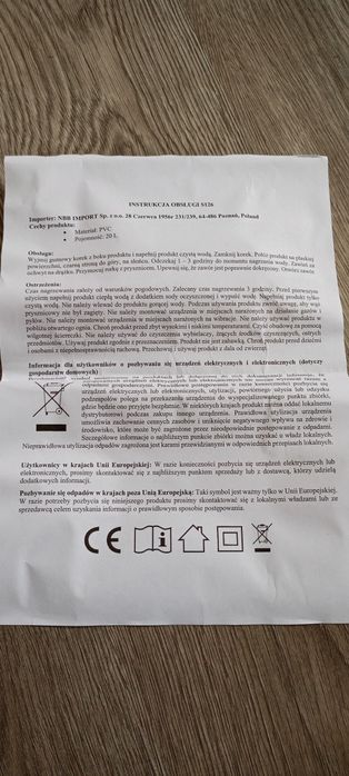 Prysznic kempingowy 20L