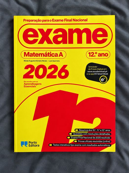 Livro Preparação para Exame Matemática A 12.º Ano 2026 – Porto Editora
