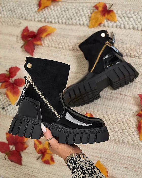 36 37 38 botki 39 40 41 trapery z ozdobnym zamkiem gruba podeszwa