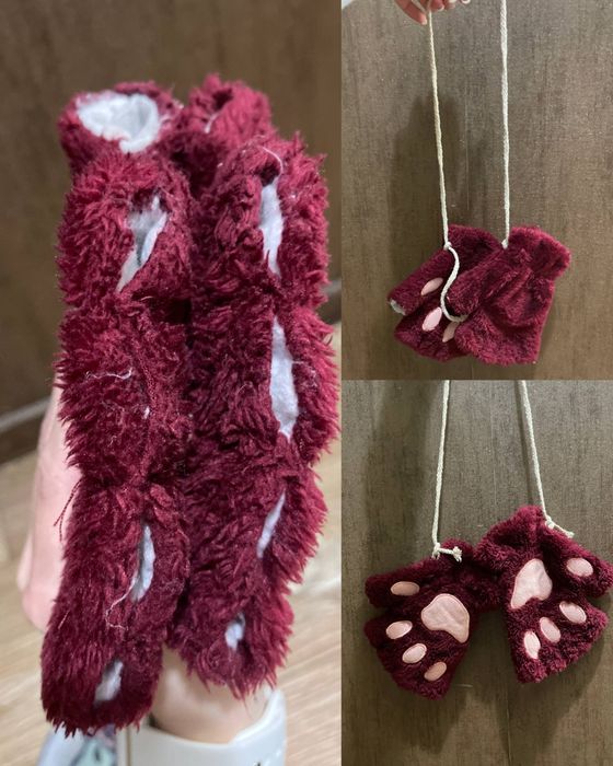 Рукавички лапки з мотузкою м’які рукавиці без пальців