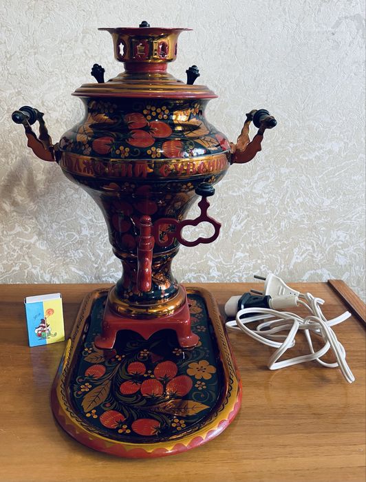 Самовар электрический на подносе 1,5л 1989г Подарок Сувенир