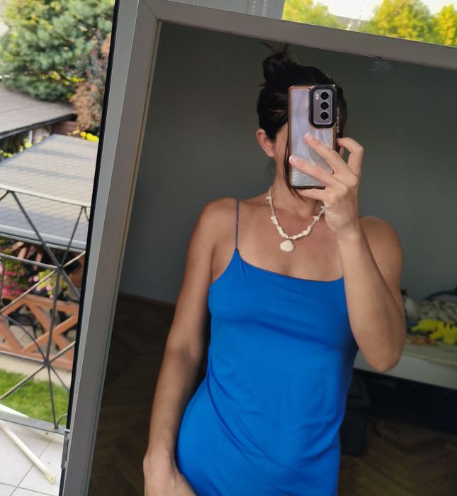 Niebieska sukienka na ramiączkach kobalt camisole dress M L
