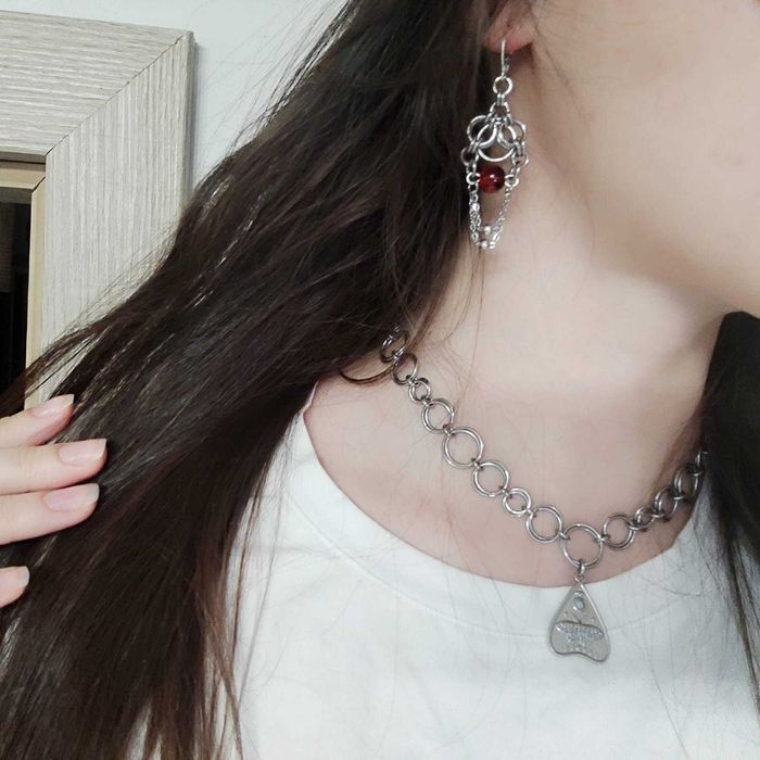 Gotycki choker chainmail – stal chirurgiczna 304, amulet planchette