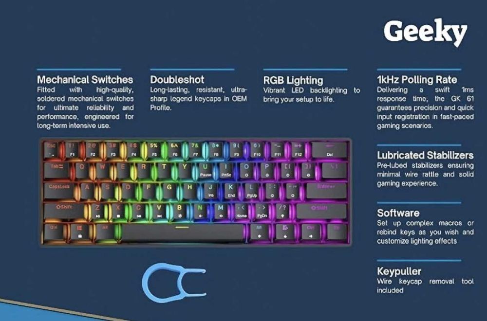 NOWA Klawiatura mechaniczna GK61SE niemiecka uszkodzone pudełko