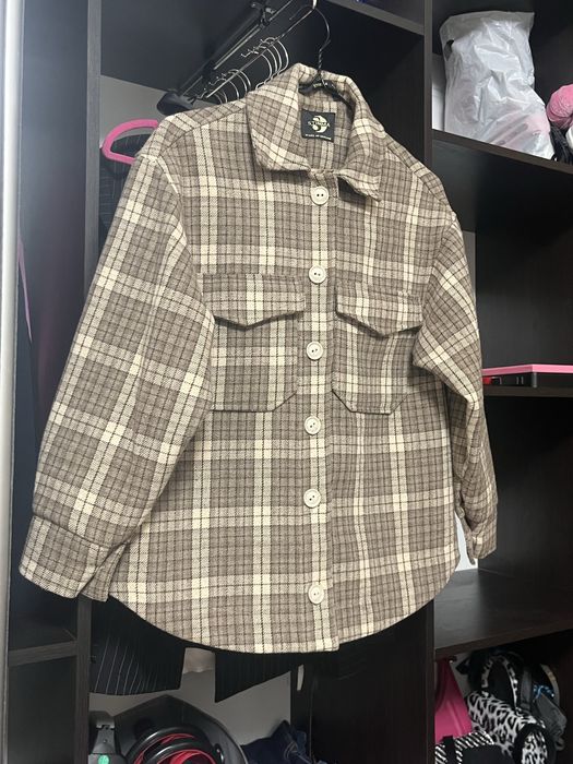 Куртка-сорочка шерстяна на підкладці в клітинку