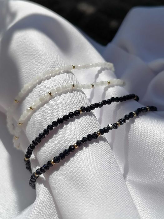 Bransoletka Noc Kairu, Kamień Księżycowy, pozłacane przekładki