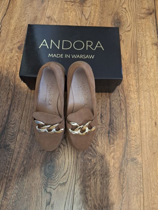 Mokasyny beżowe ANDORA skóra naturalna r. 37
