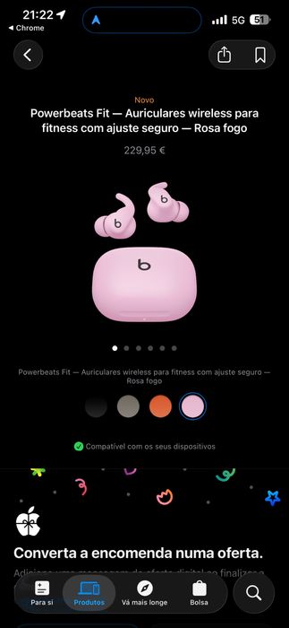 Powerbeats Pro Fit Rosa – Novos e Selados