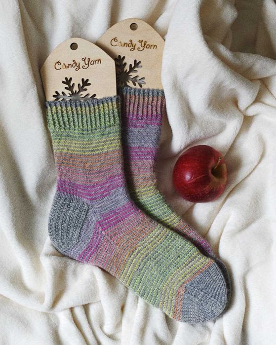 Шкарпетки вовняні ручної роботи в'язані "Крейда"