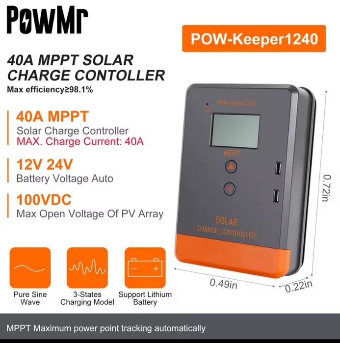 Controlar de carga solar MPPT 40 Amperes