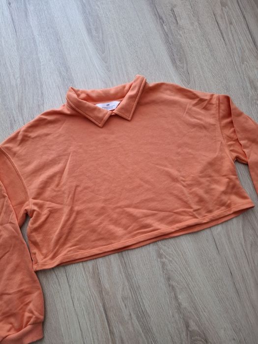 H&M bluzka krótka długi rękaw pomarańczowa rozmiar 158 / 164 cm