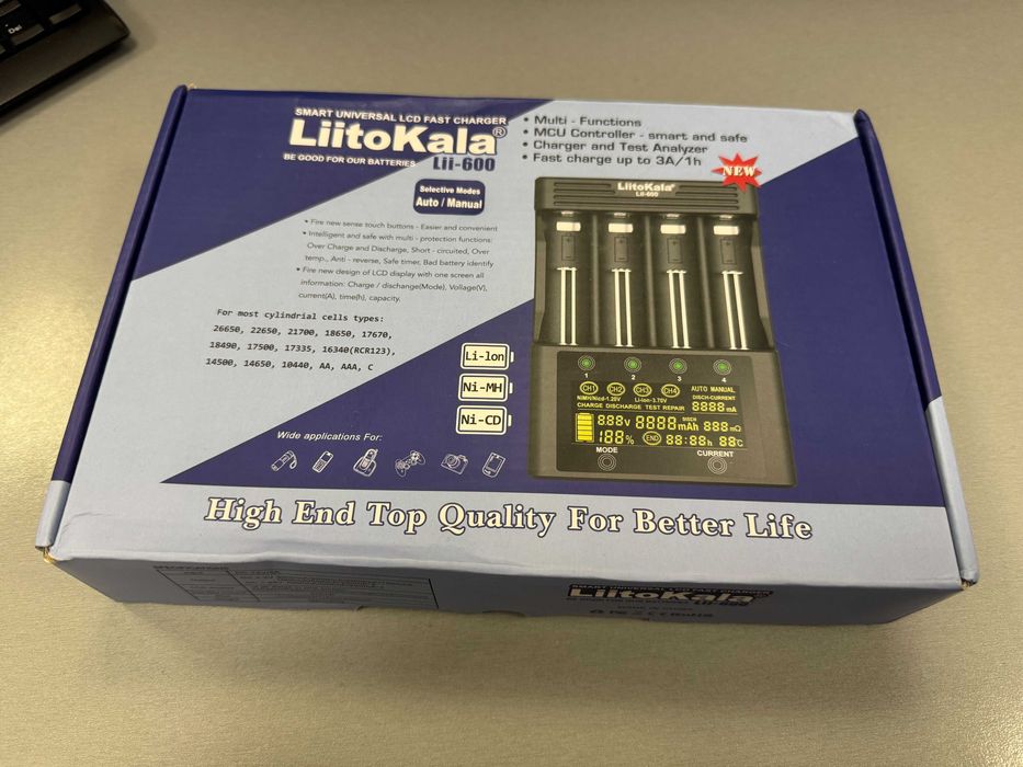 Ładowarka akumulatorów baterii Liitokala Lii-600 + zasilacz