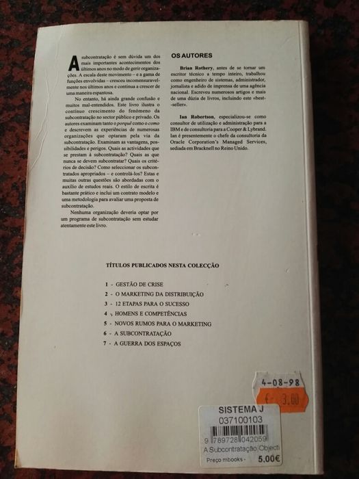 A Subcontratação - de Brian Rothery e Ian Robertson - Baratíssimo