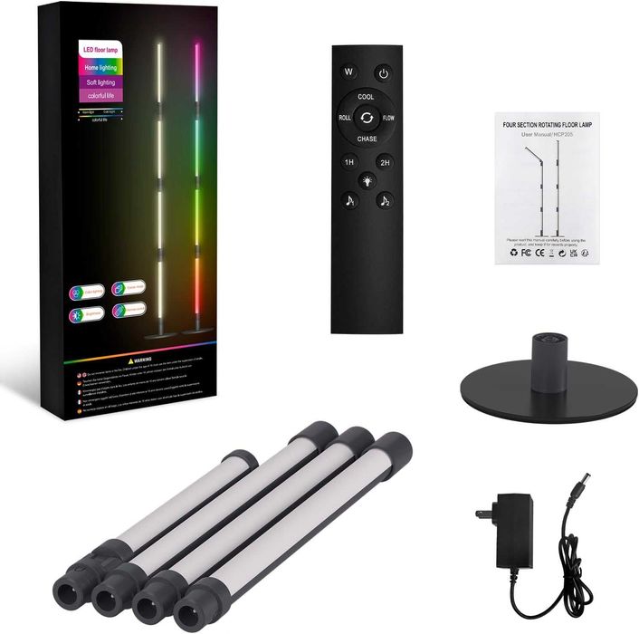 Lampa podłogowa narożna RGB 16 mln kolorów Pilot Aplikacja Music‑sync