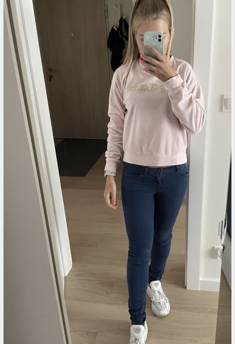 Niebieskie jeansy skinny, spodnie rurki Pull&Bear XS, 34