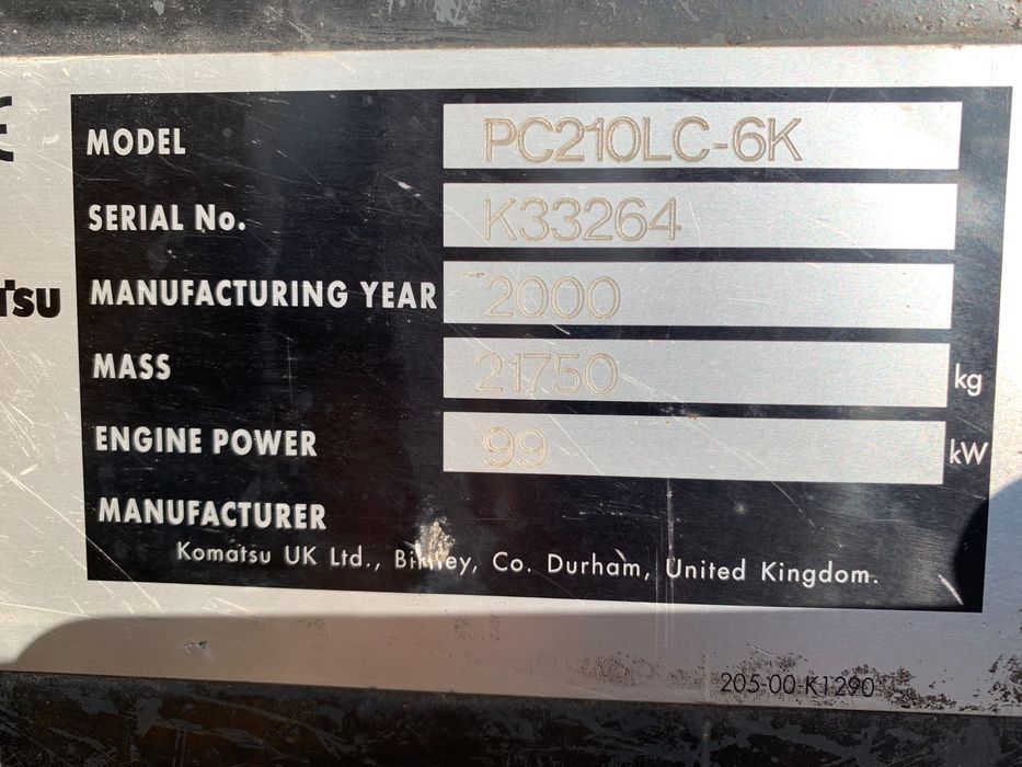Гусеничний екскаватор KOMATSU PC210LC-6K