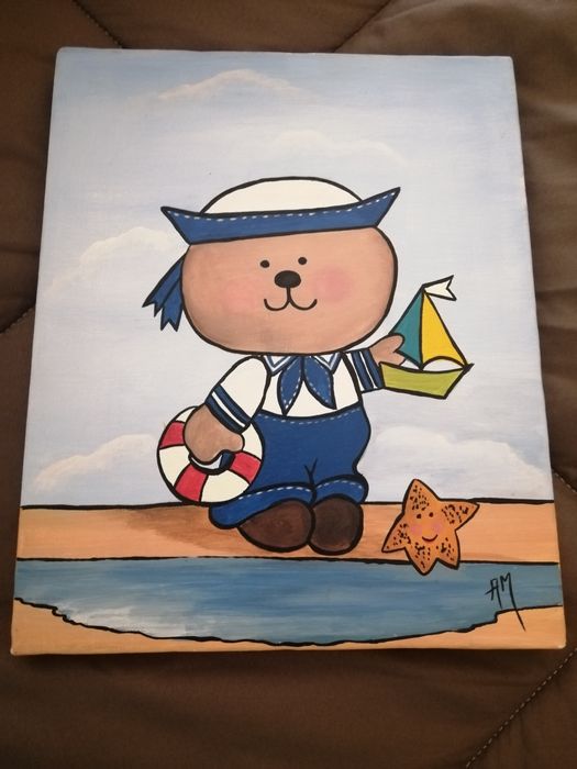 Quadro para quarto de criança pintado à mão
