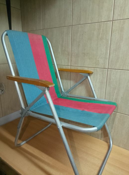 Fotel plażowy ogrodowy składany aluminiowy PRL
