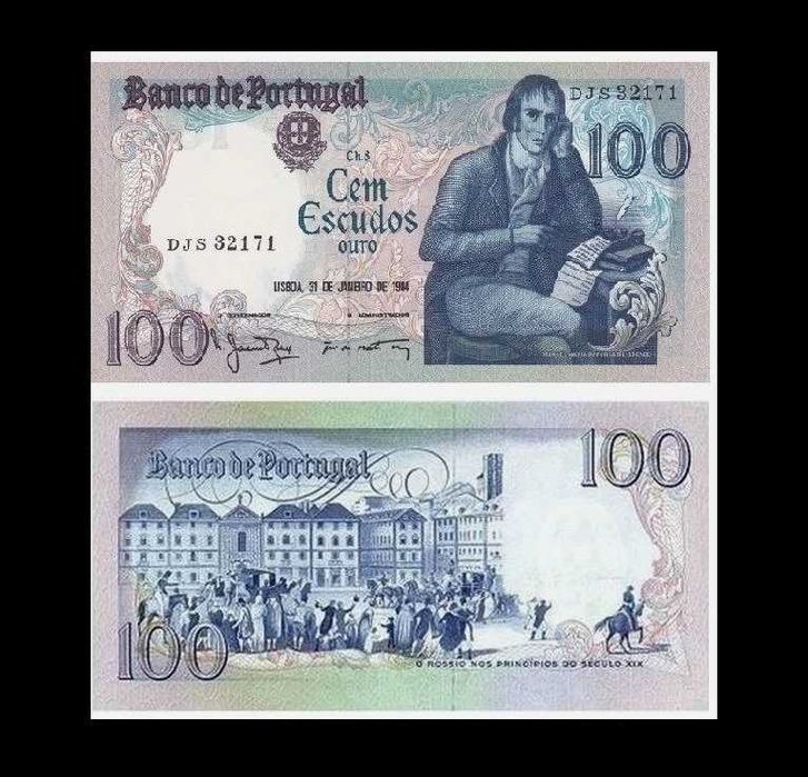 Notas Portuguesas - 100$ escudos (Bocage)
