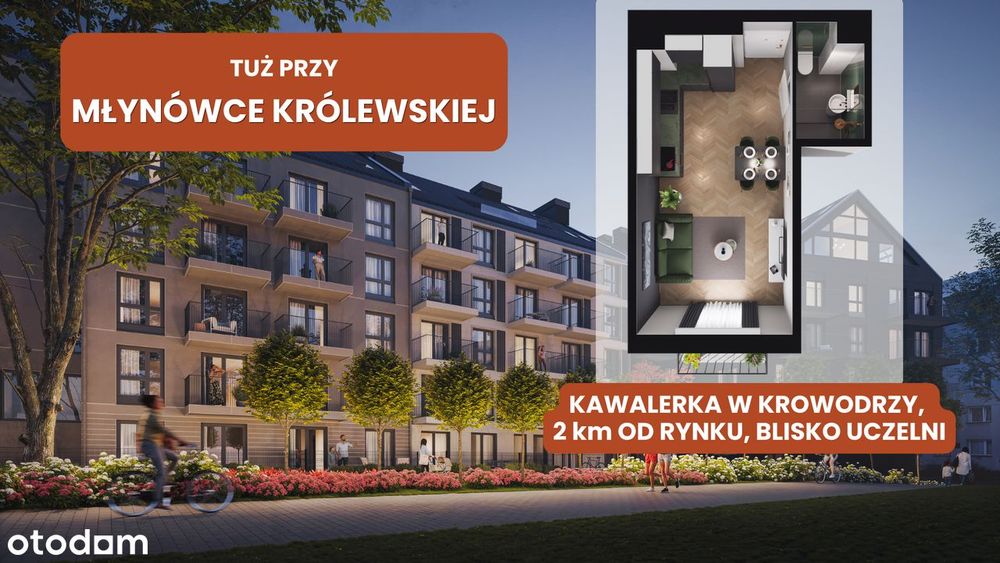 Mieszkanie 1 pokojowe - kawalerka blisko Rynku przy Młynówce