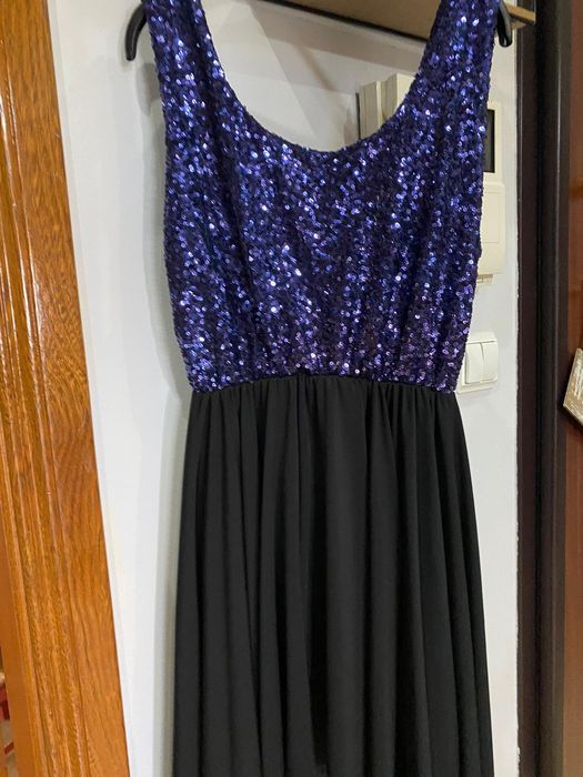 Vestido de noite com lantejoulas - vermelho ou azul