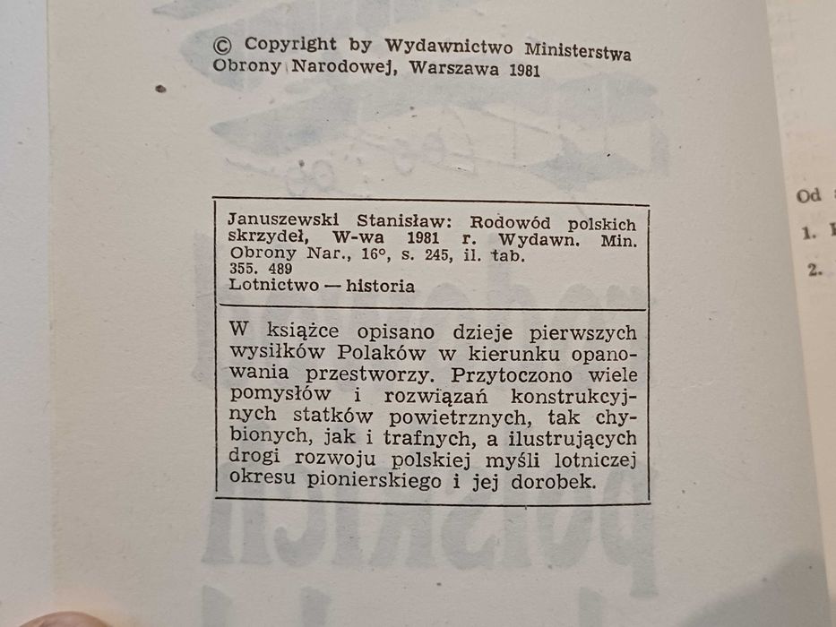 Książka "Rodowód polskich skrzydeł" - Stanisław Januszewski - 1981 rok