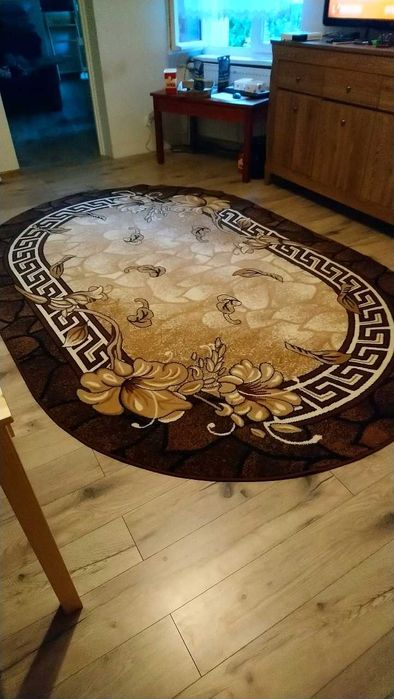 Ogromny Dywan Owalny 300CM Wzór Versace Krótkie Włosie Antyalergiczny