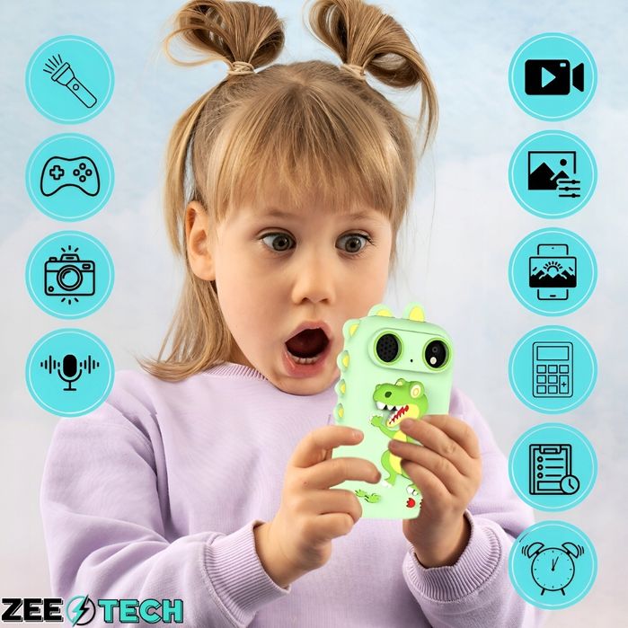 Telefon Dla Dzieci Zabawkowy Aparat Cyfrowy Edukacyjny Kamera + Karta